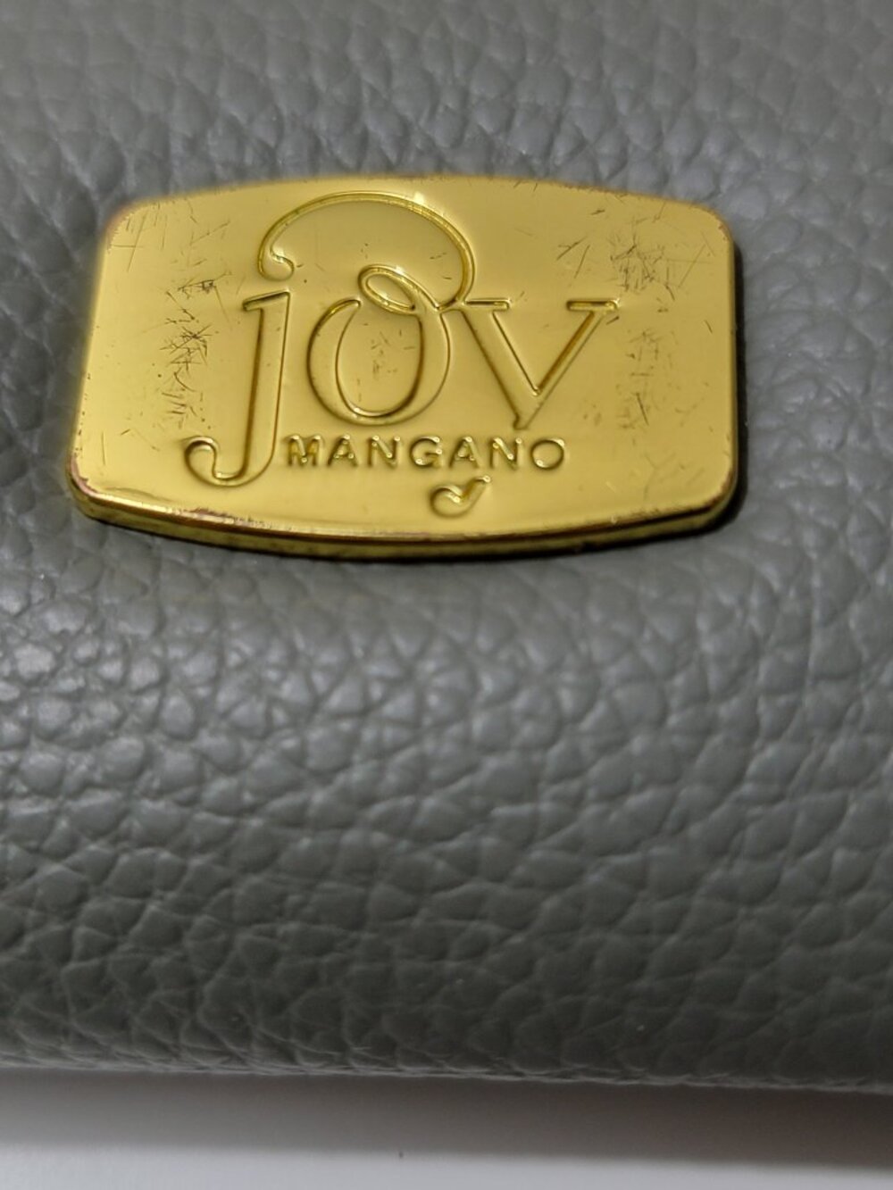 Joy Mangano Gray Pebbled Leather Zip Around Wallet Clutch Gold Hardware - Picture 2 of 6